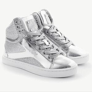 Pastry Dance Hip Hop Performance High Top Sneakers In Silver Glitter Size 6